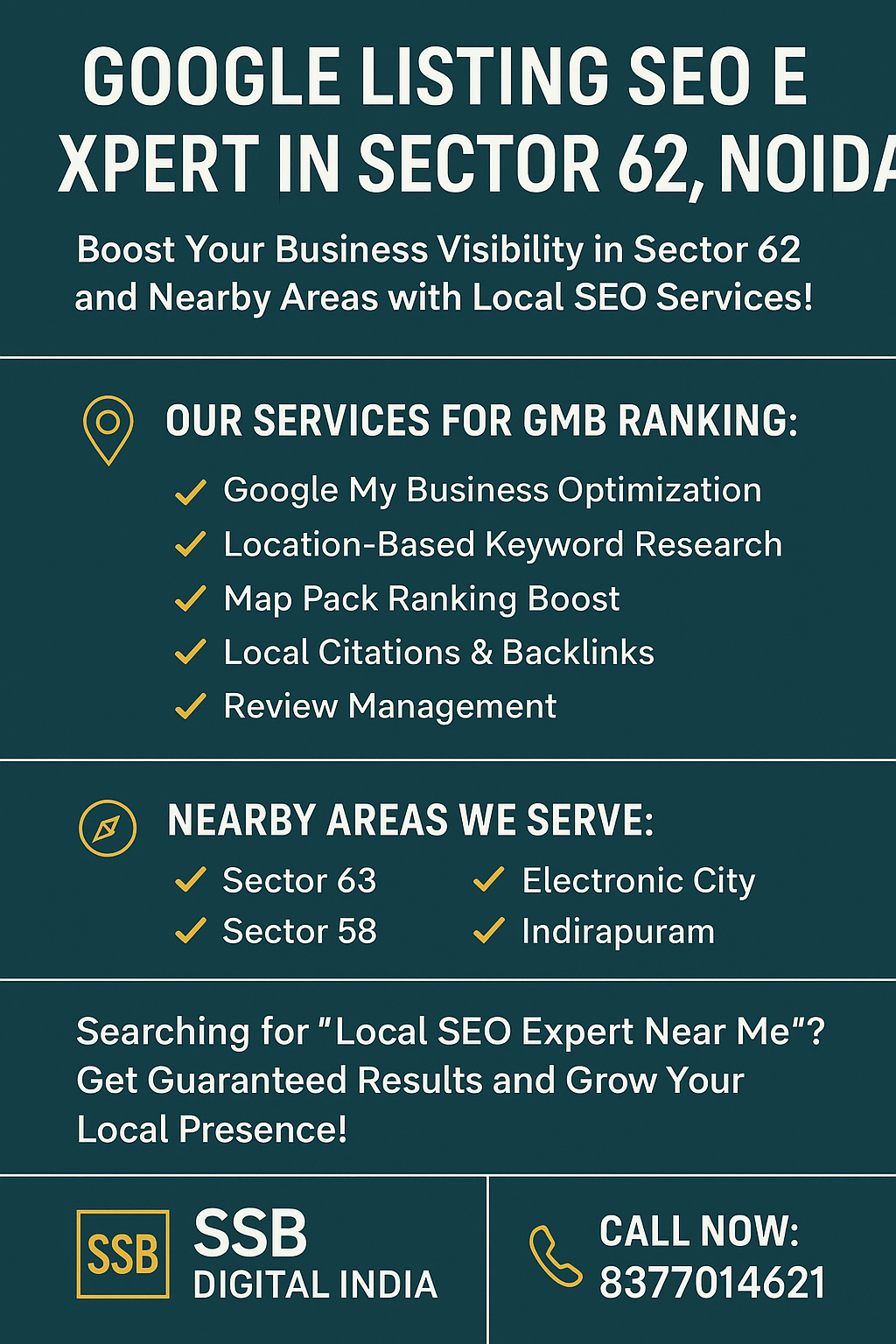 Boost Your Business Visibility with Google Listing SEO Expert in Sector 62, Noida – SSB Digital India