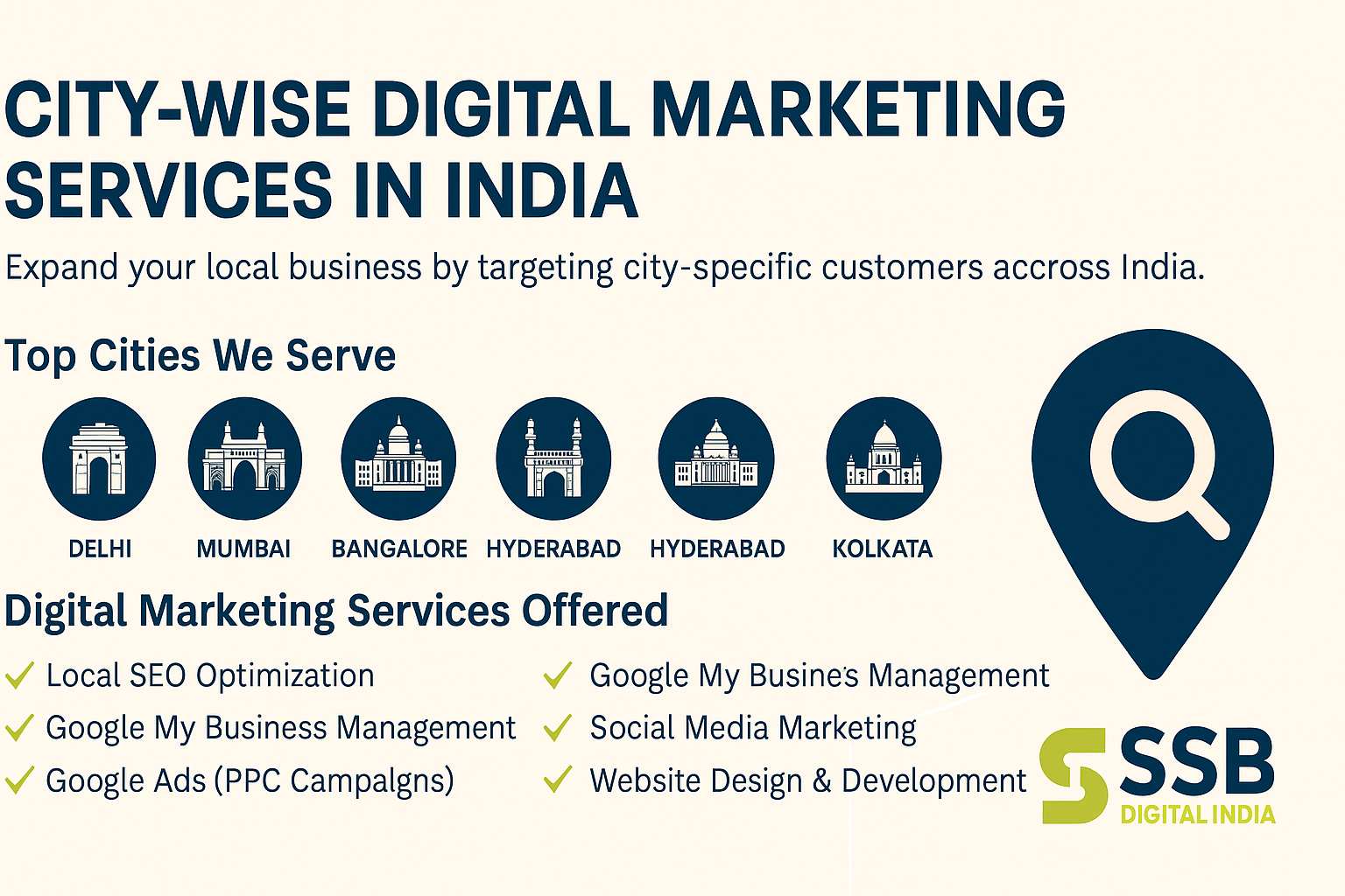 City-Wise Digital Marketing Services in India – SSB Digital India