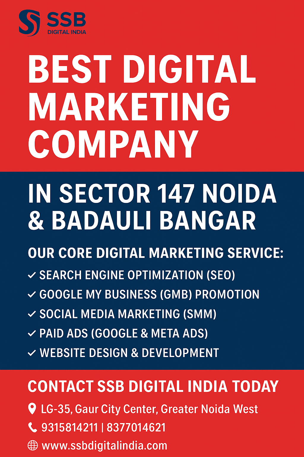 Best Digital Marketing Company Near Sector 147 Noida, Badauli Bangar | SSB Digital India