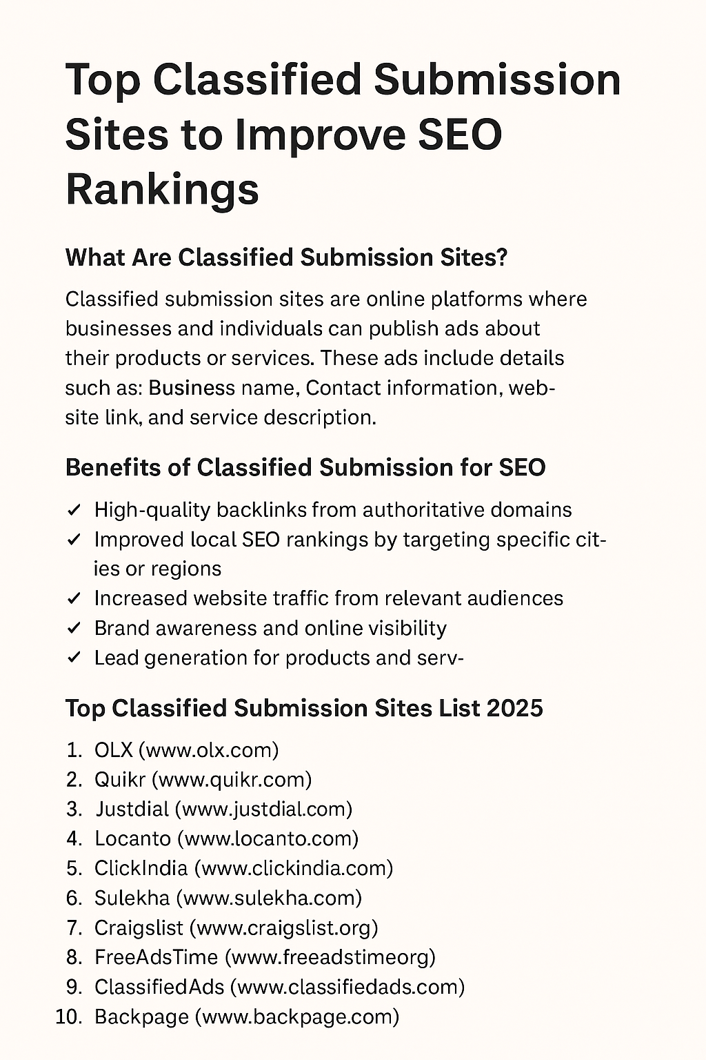 Top Classified Submission Sites to Improve SEO Rankings in 2025||SSB DIGITAL INDIA