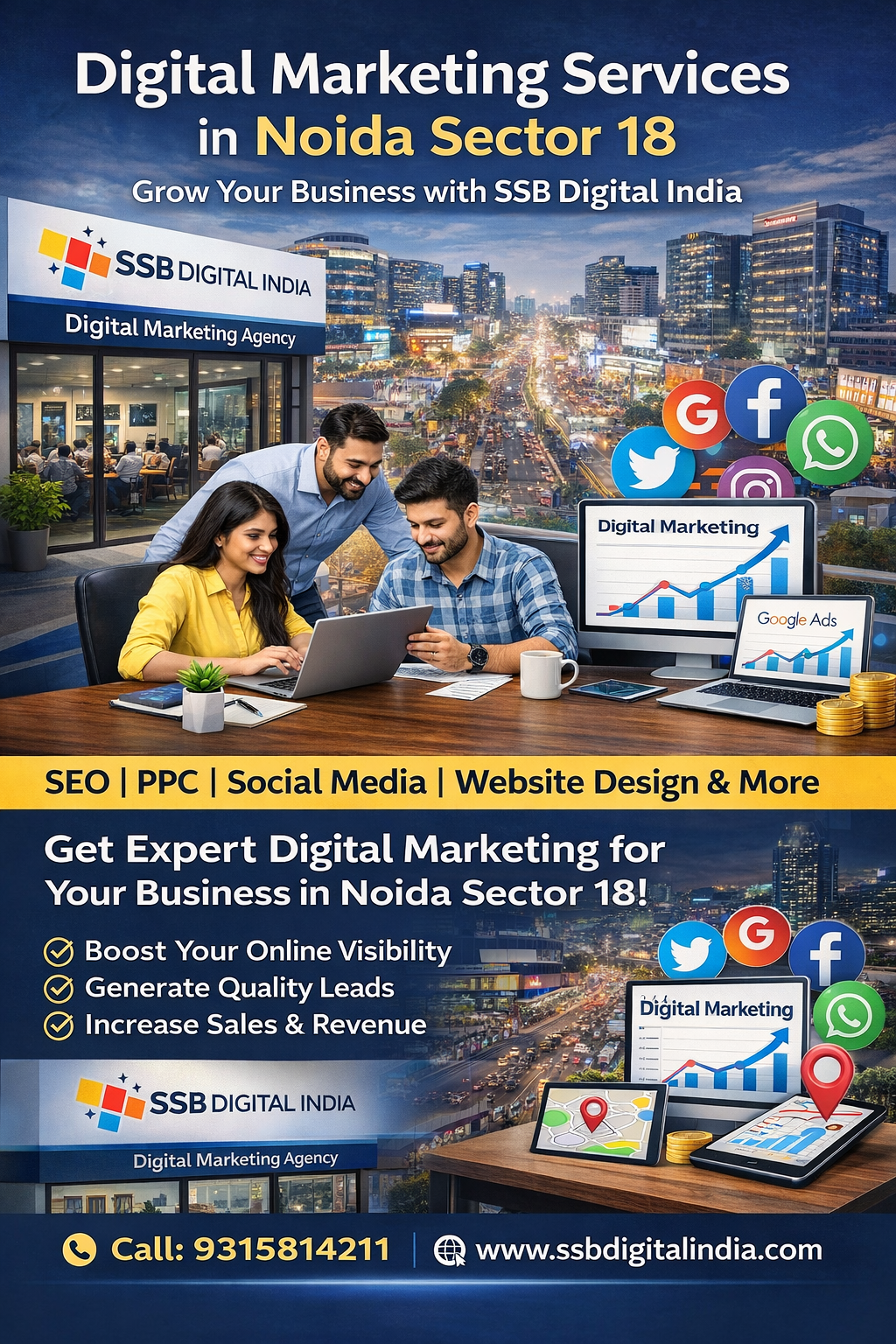 Digital Marketing Services in Noida Sector 18 – Grow Your Business with SSB Digital India